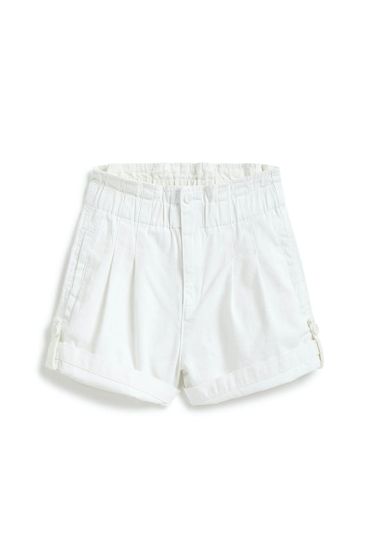 HIGH RISE JOGGER SHORT WITH ROLL CUFF IN WHITE