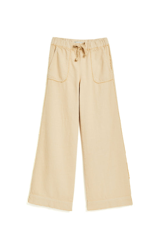 High Rise Patch Pocket Wide Leg Pant With Fray Hem