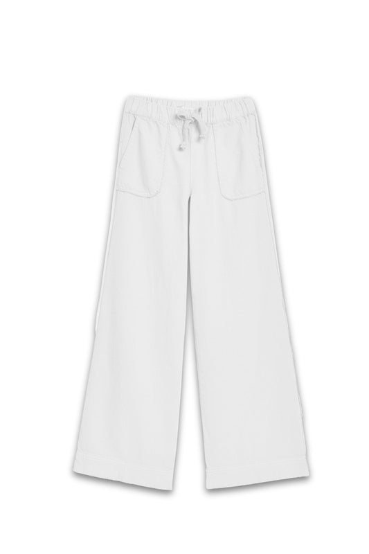 High Rise Patch Pocket Wide Leg Pant With Fray Hem