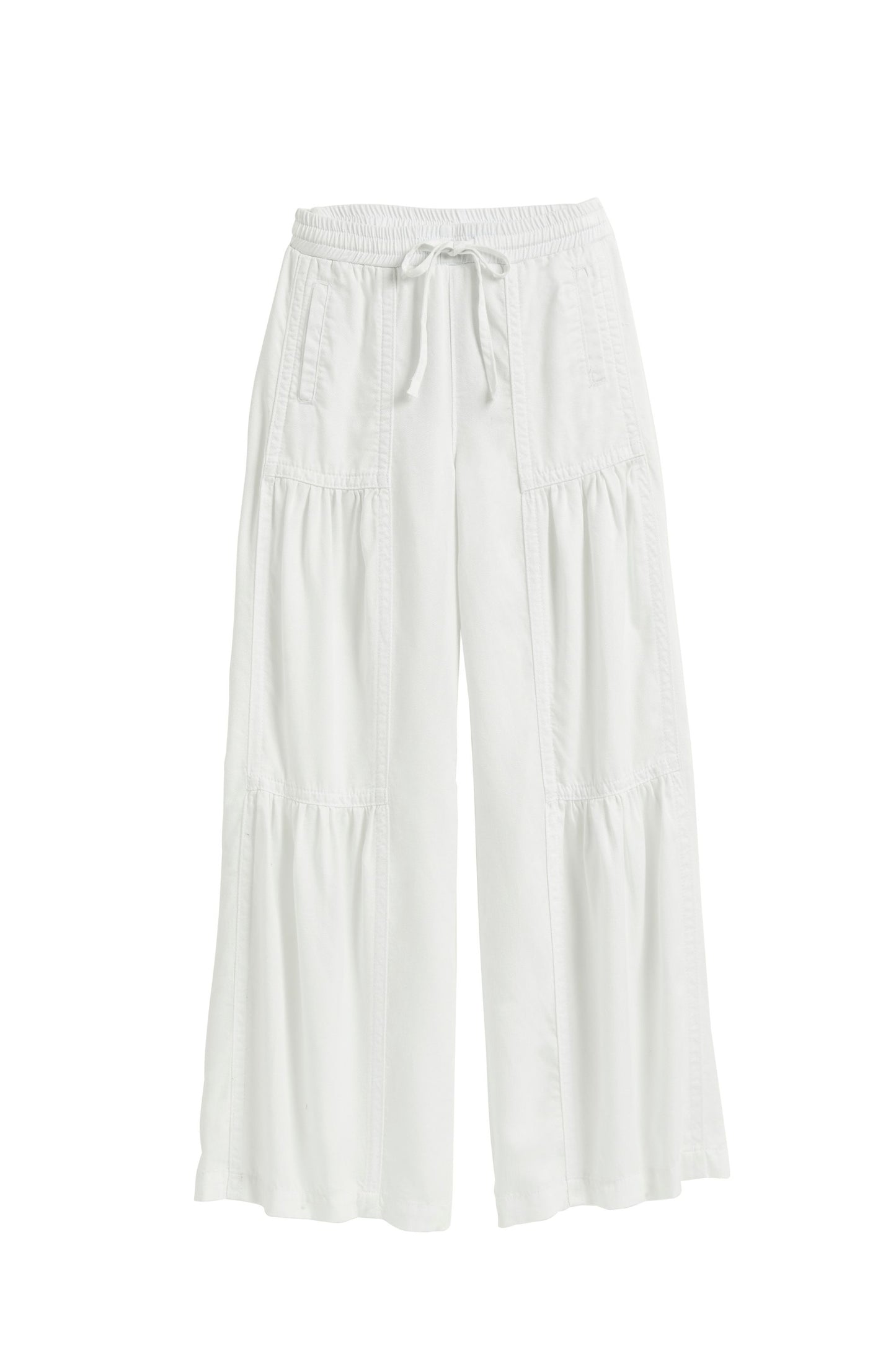 Drawstring Tiered Wide Leg Pull On