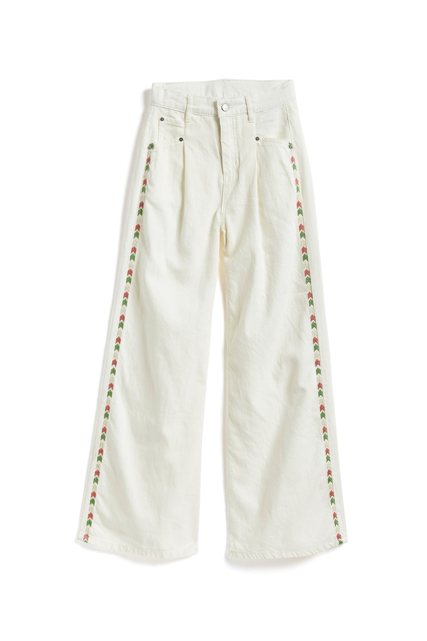 EMBROIDERED SIDE PLEATED LEG PANT