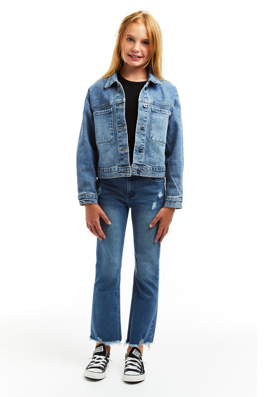 OMBRE STUD PATCH POCKET TRUCKER JACKET