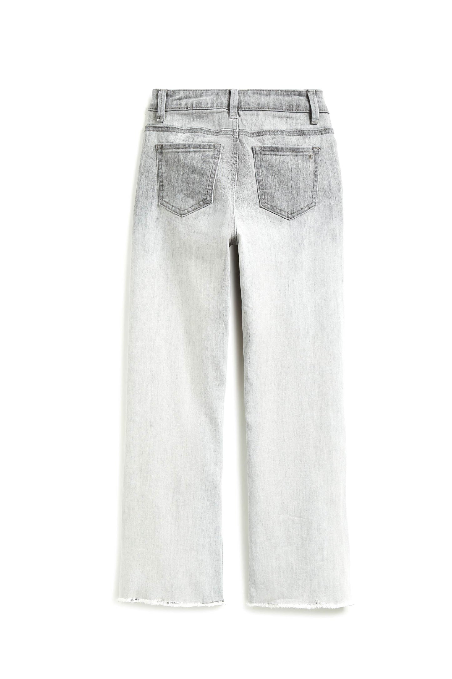 HIGH RISE DESTRUCTED CROP FLARE WITH SIDE SLIT IN GREY