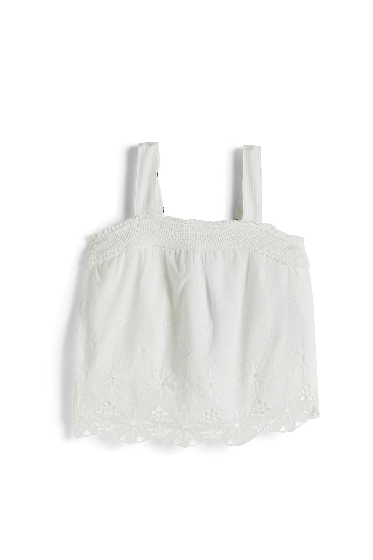 Smocking Tank Wth Floral Eyelet