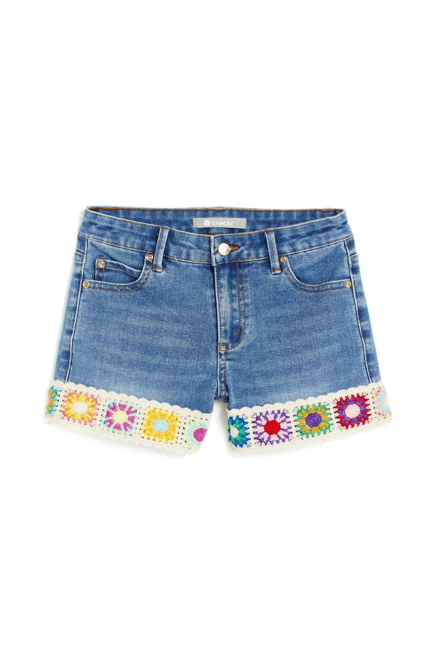 Brittany - Mid Rise Short With Crochet Panel Hem