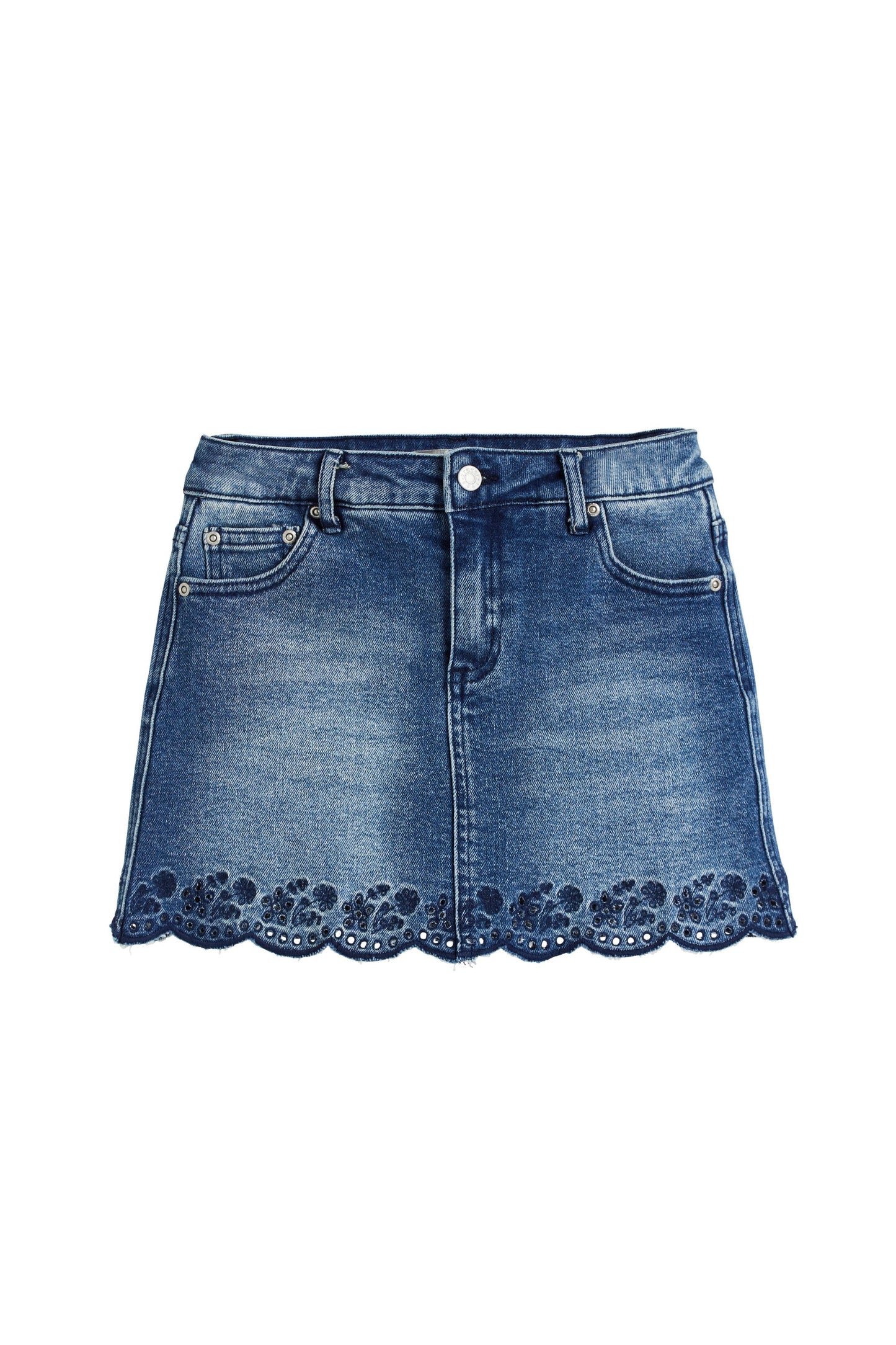 Floral Embroidery Eyelet Hem Skort