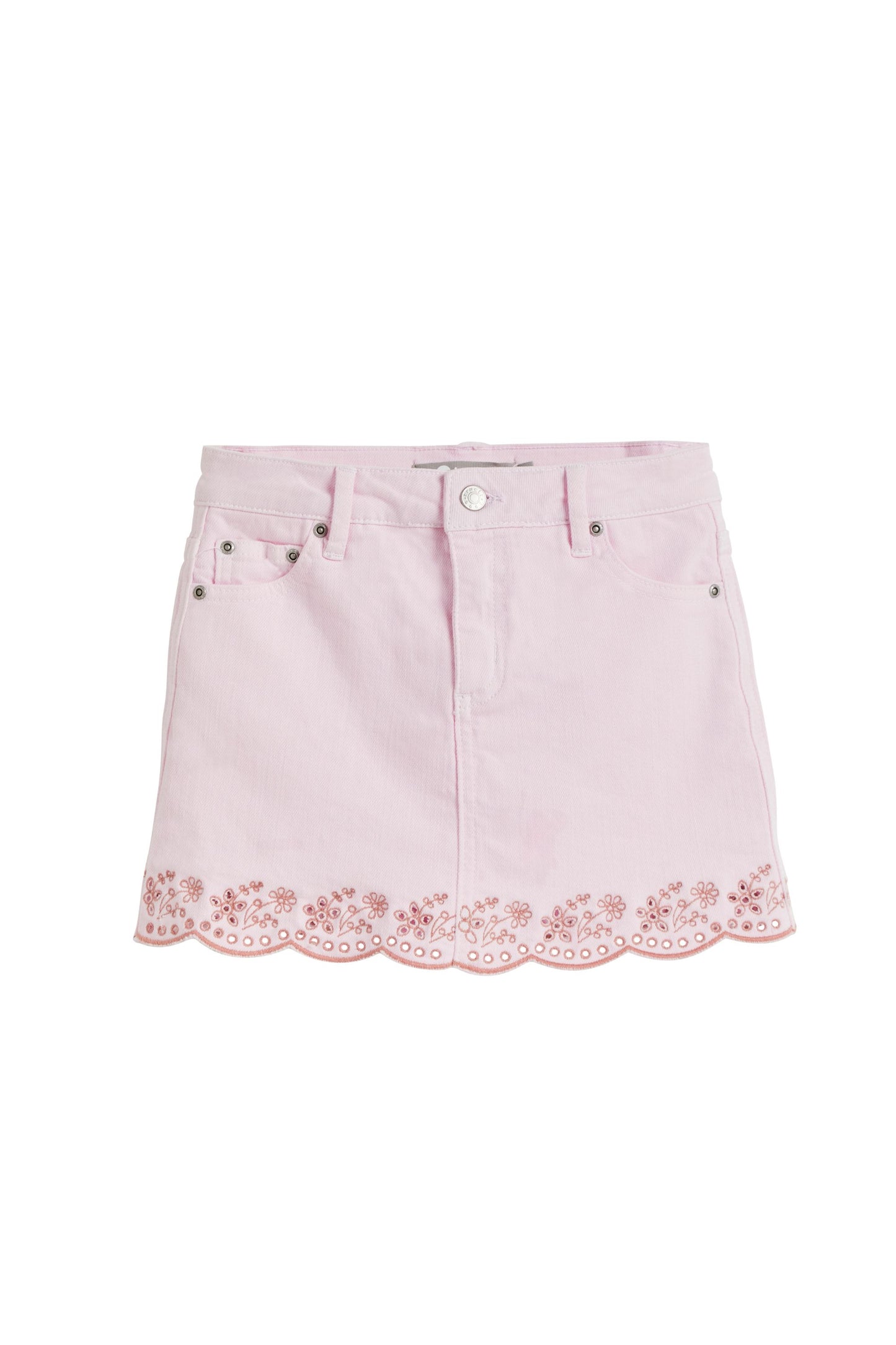 Floral Embroidery Eyelet Hem Skort