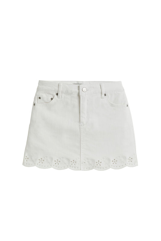 Floral Embroidery Eyelet Hem Skort