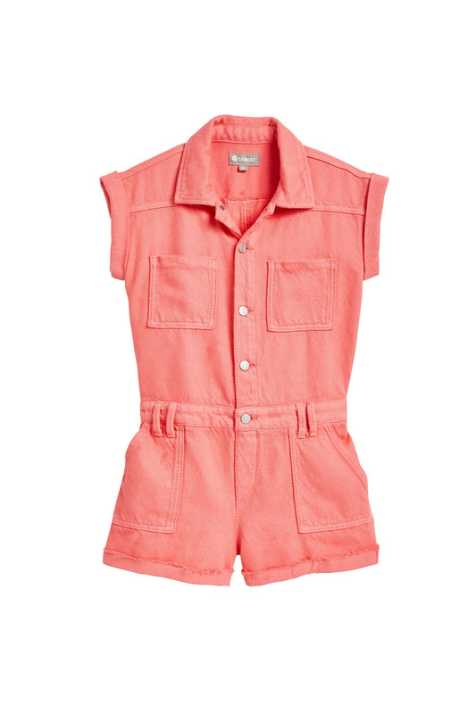 Cargo Short Sleeve Romper with Patch Pockets