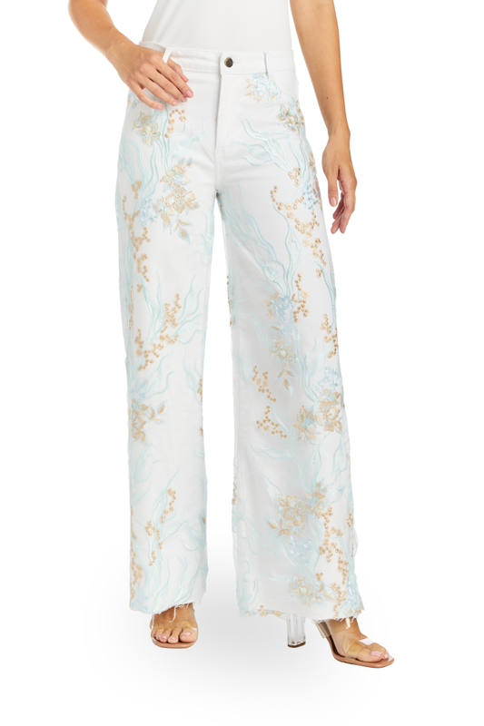 Lace Overlay Wide Leg