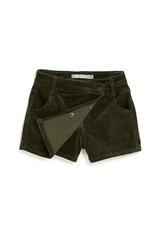 Corduroy Asymmetrical Button Skort