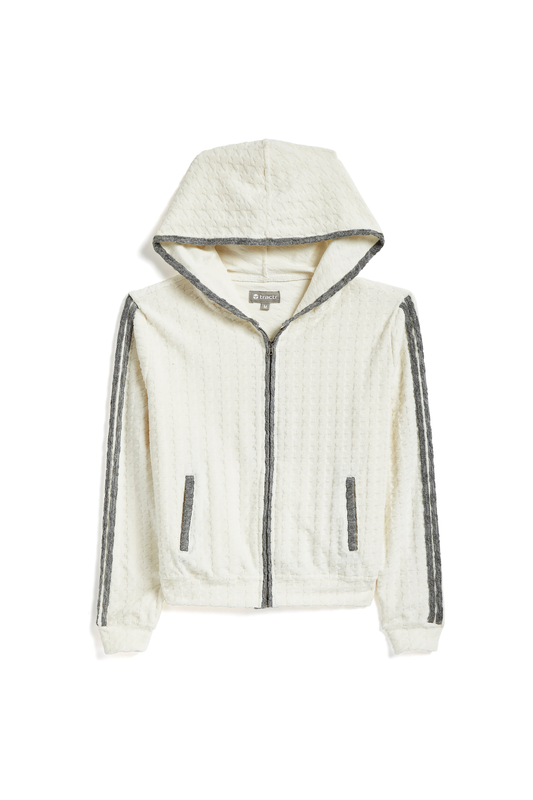 Embossed Houndstooth French Terry Hoodie