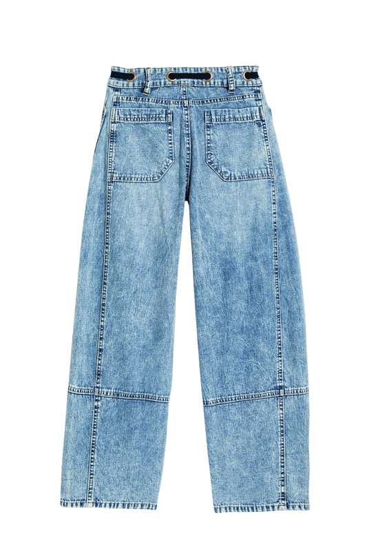 Grommet Waist Patch Wide Leg