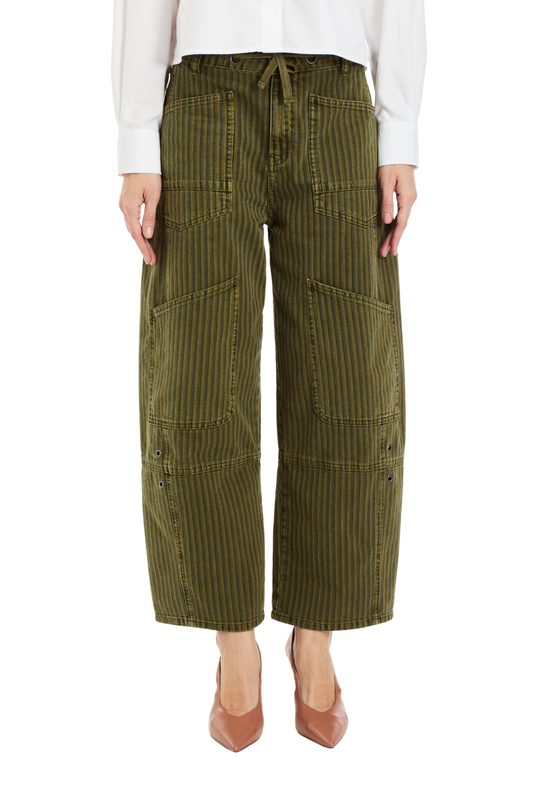 Grommet Waist Patched Wide Leg