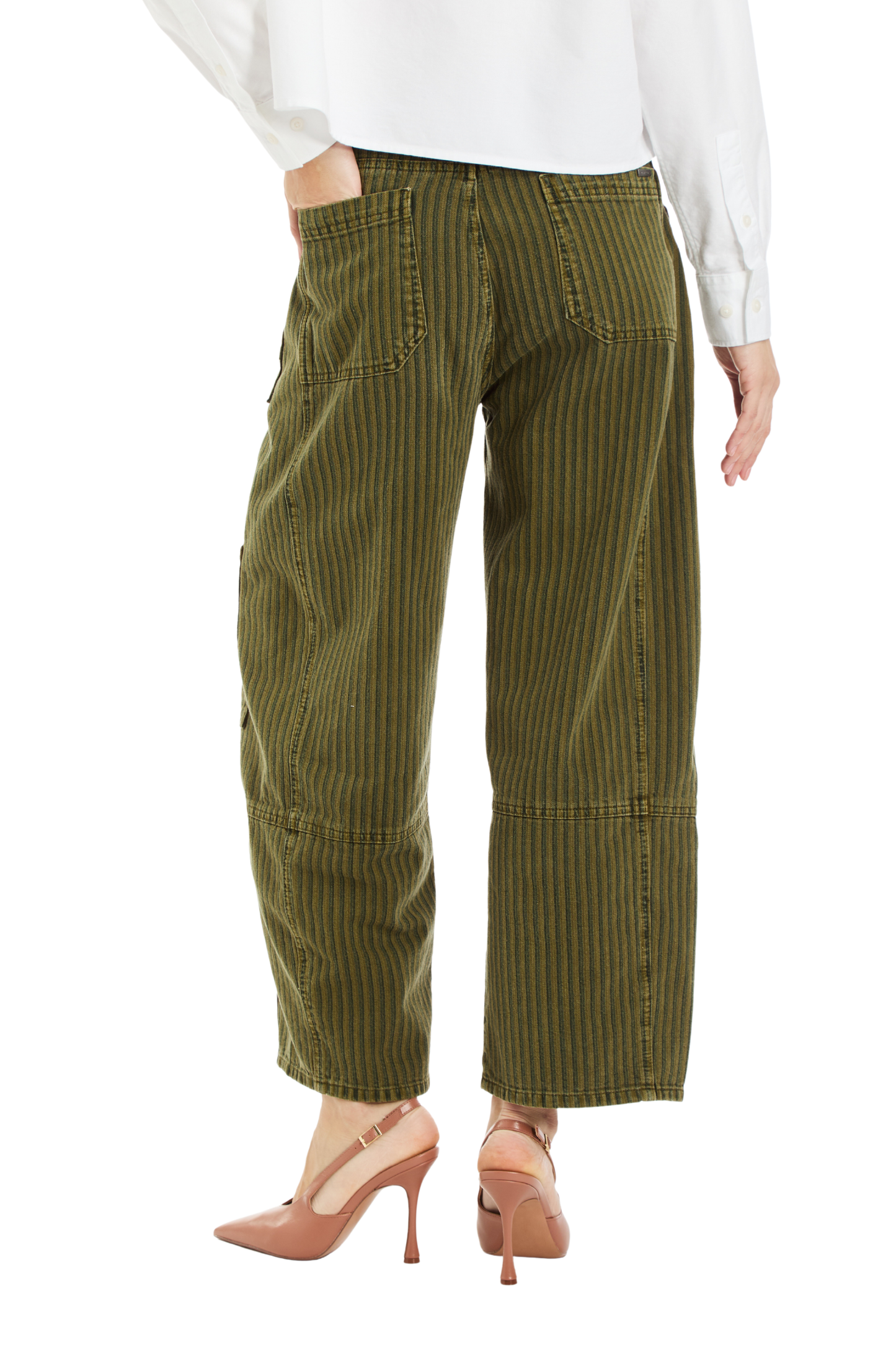 Grommet Waist Patched Wide Leg