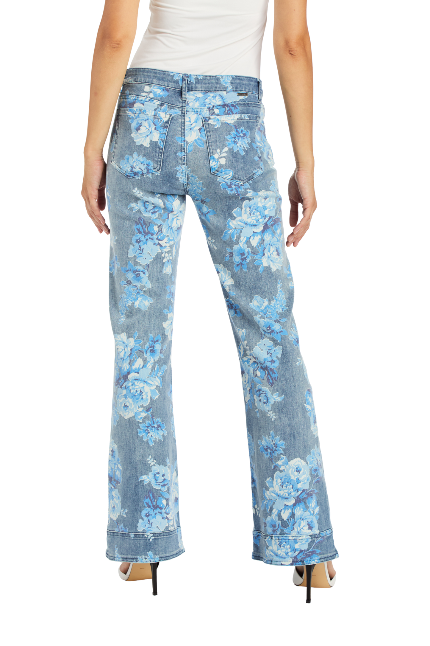 Printed Blue Floral Flare