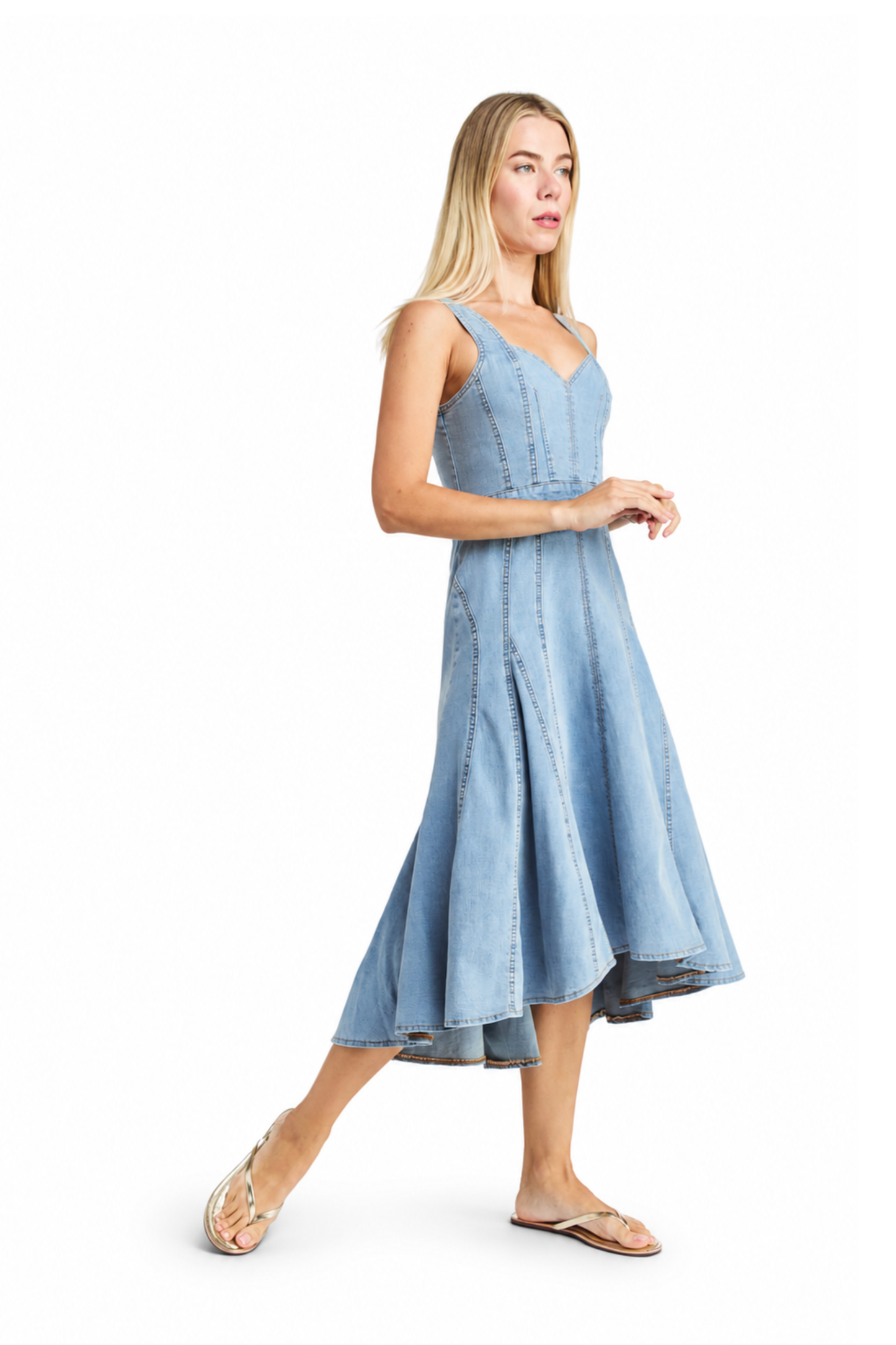 Hourglass Paneled High Low Hem Dress