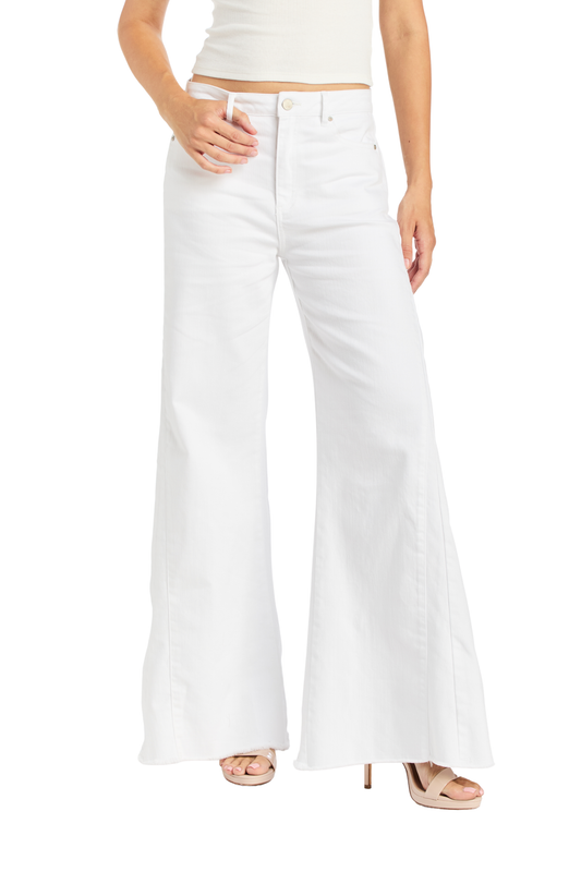 Side Paneled Seam Wide Leg With Fray Hem