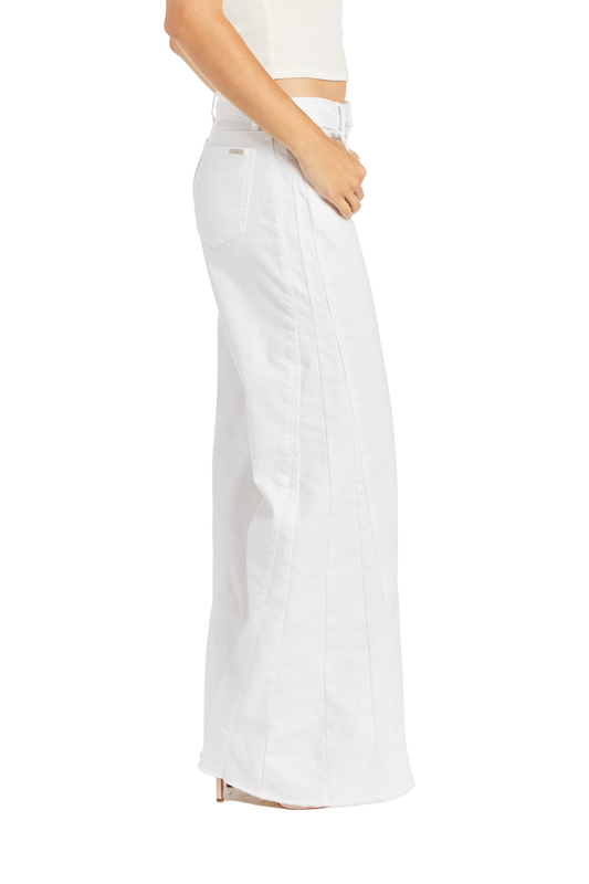Side Paneled Seam Wide Leg With Fray Hem