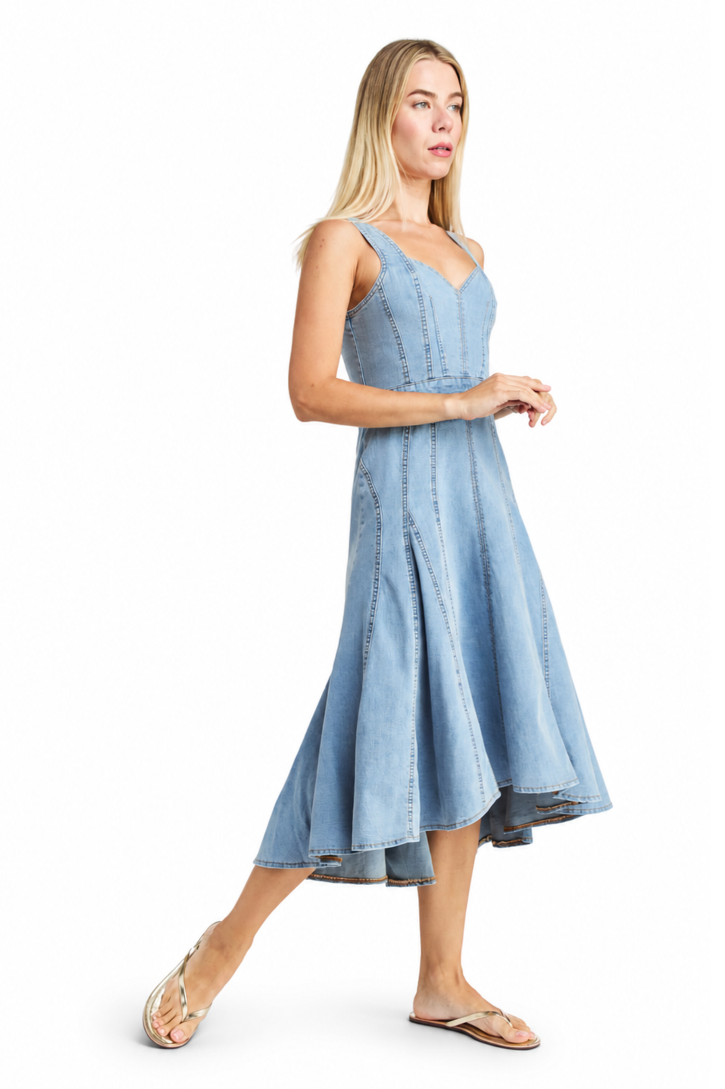 Hourglass Paneled High Low Hem Dress