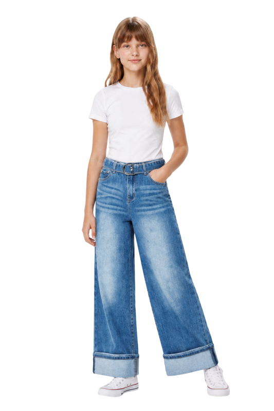D Ring Belt Wide Leg With Cuff