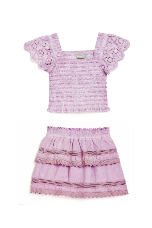 Smocking Top Ruffle Skirt Set