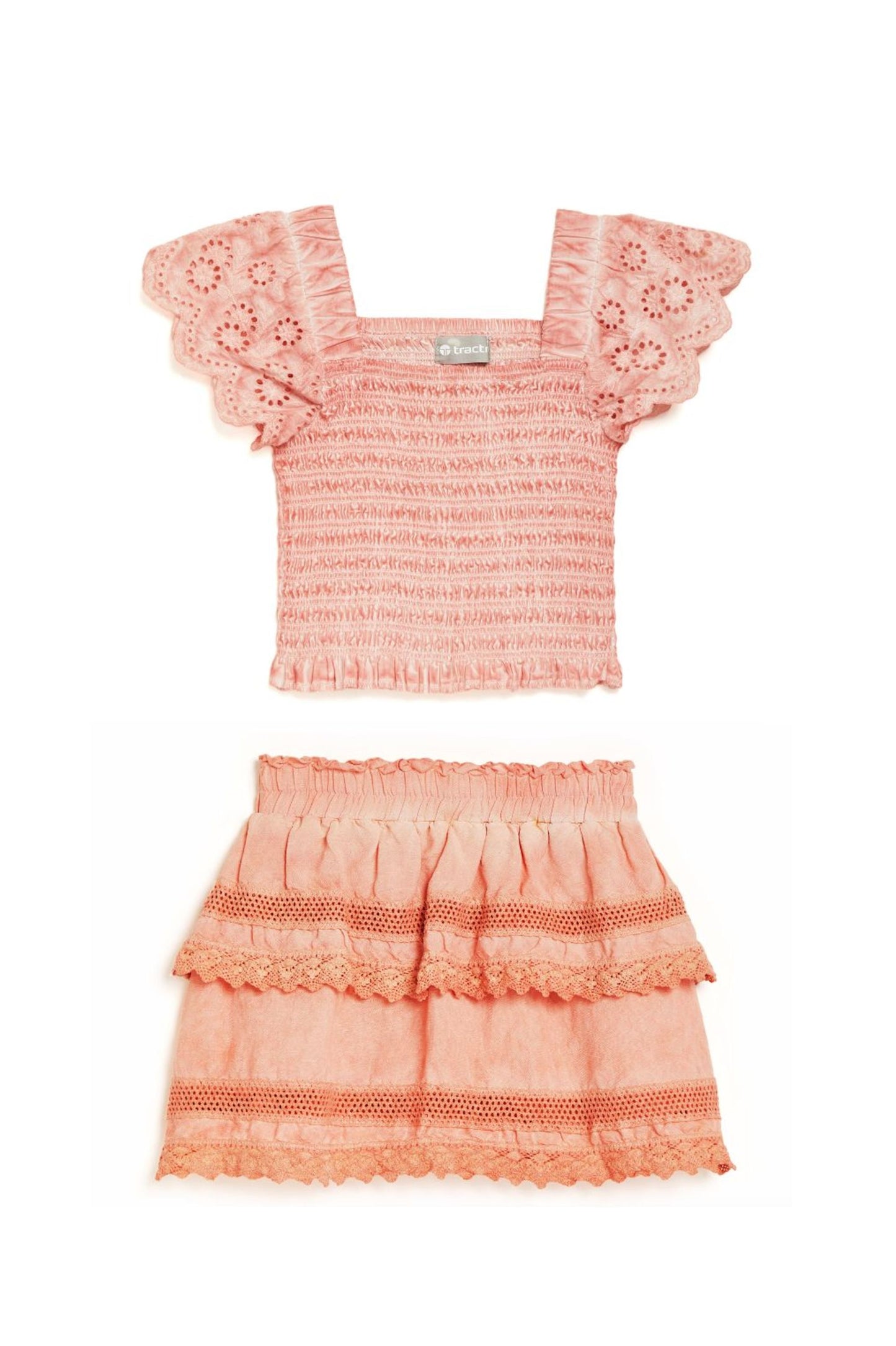 Smocking Top Ruffle Skirt Set