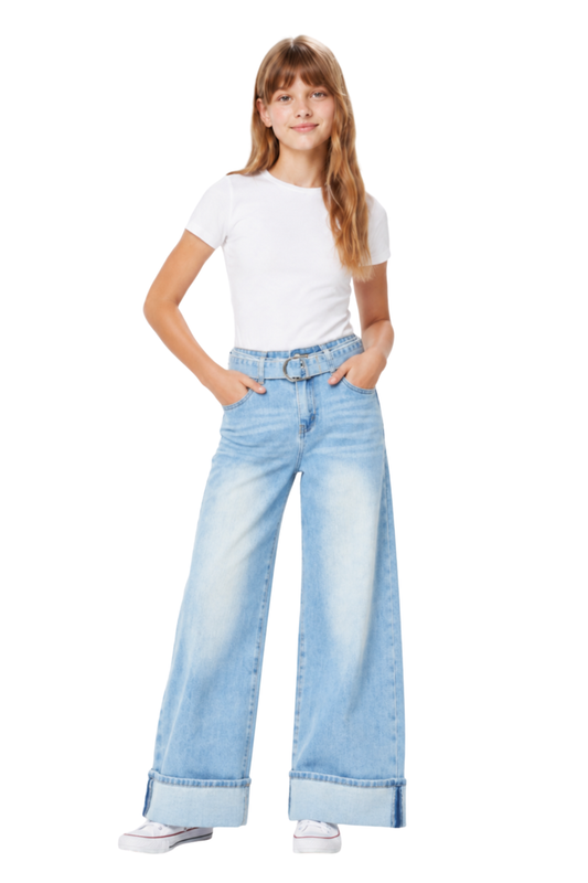 D Ring Belt Wide Leg With Cuff