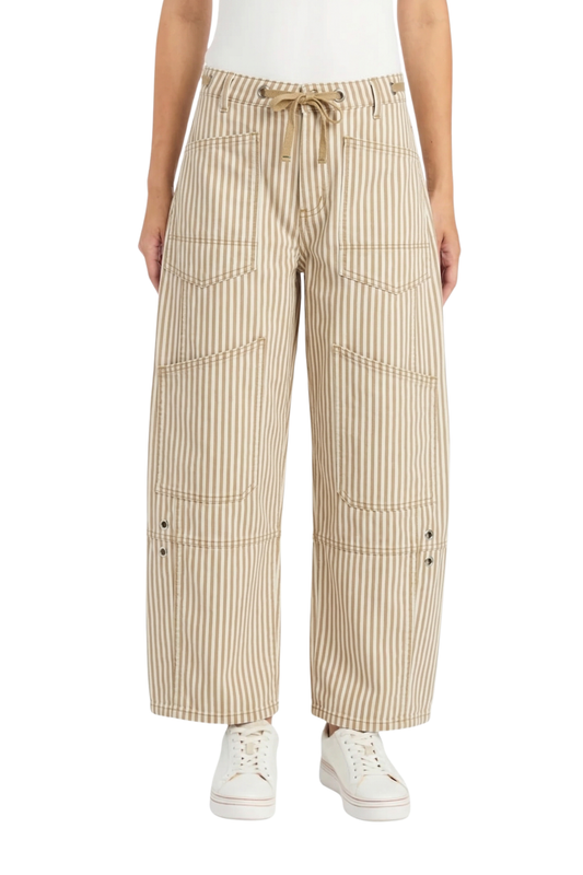 Grommet Waist Patched Wide Leg