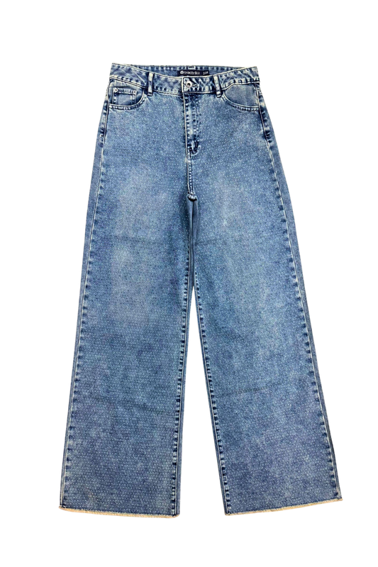 Micro Clear Rhinestone Wide Leg in VJ Wash