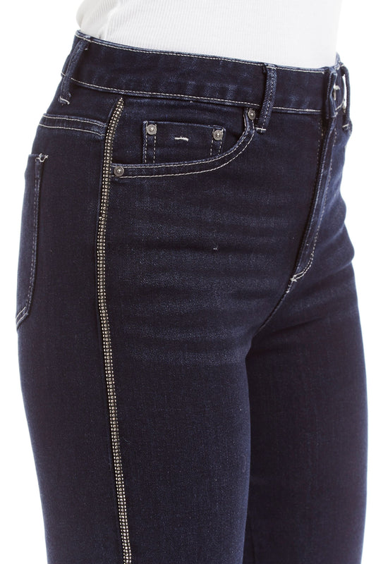 Mid Rise Bling Side Seam Piping Bootcut