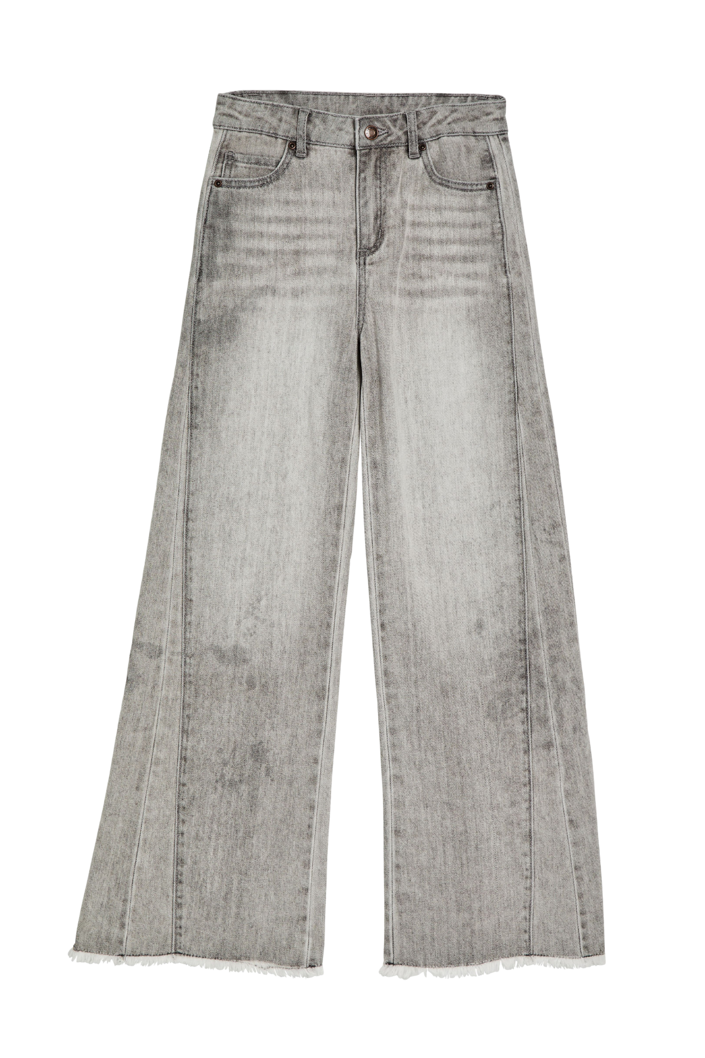Side Paneled Seam Wide Leg WIth Fray Hem