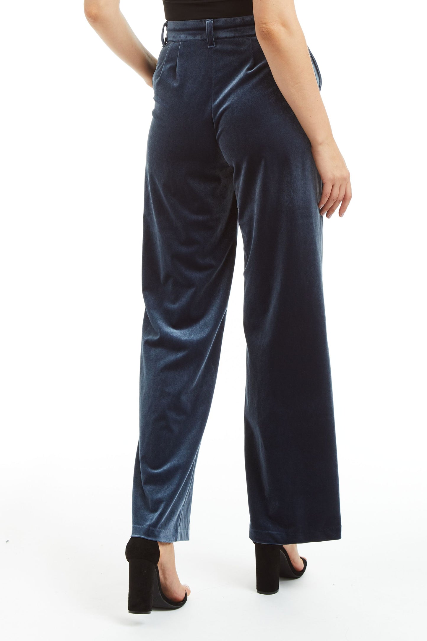 Lined Stretch Velvet Wide Leg Velvet Trouser