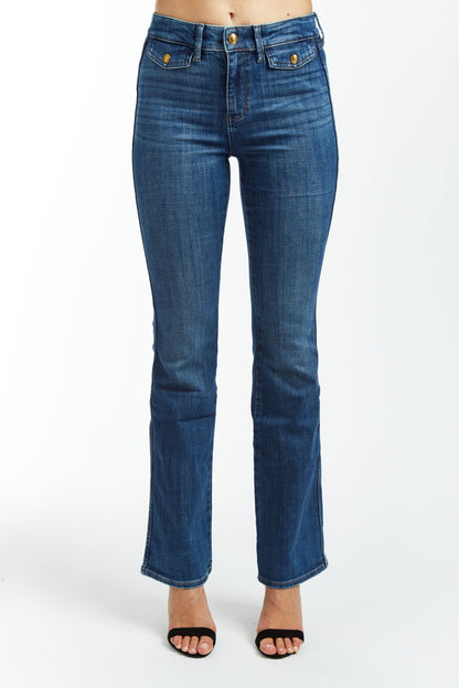 High Rise Front Flap Pkt Boot Cut