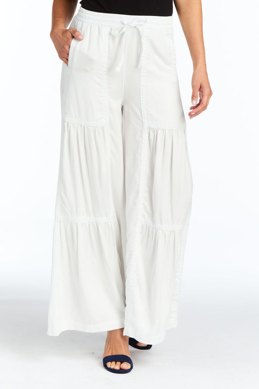 Drawstring Tiered Wide Leg Pull On