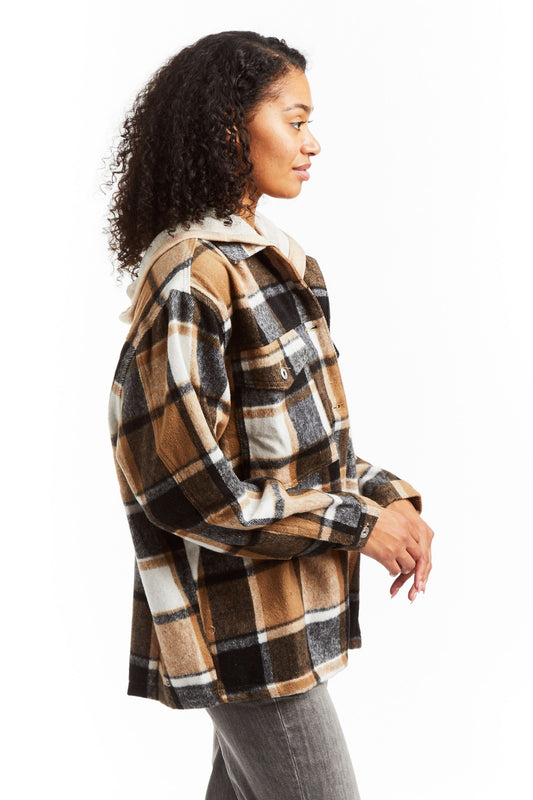 Flannel Shacket With Hood