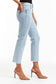 High Rise Cropped Slim Straight With Fray Hem