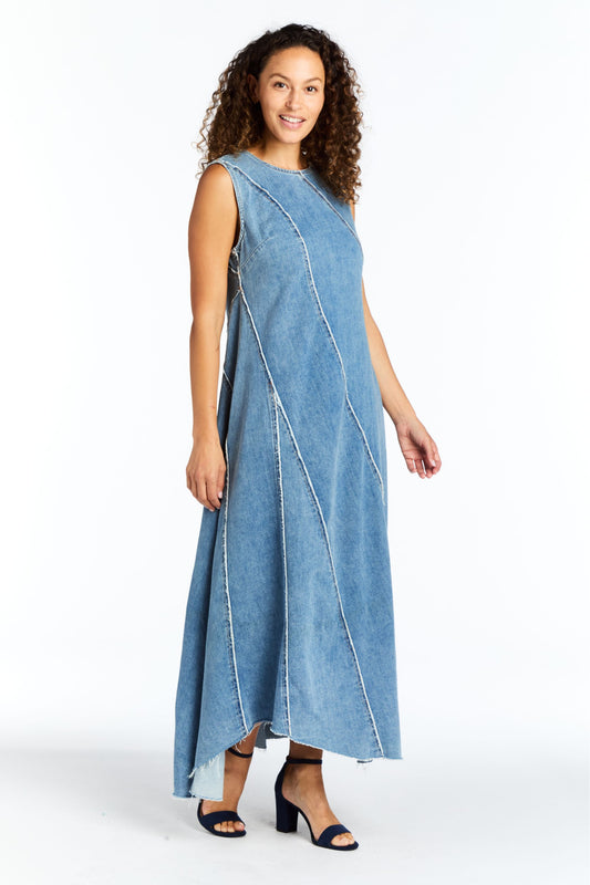 Diagonal Paneled Maxi Dress