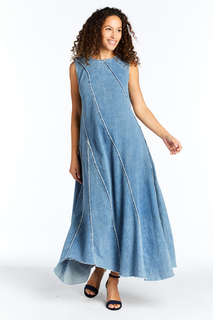 Diagonal Paneled Maxi Dress