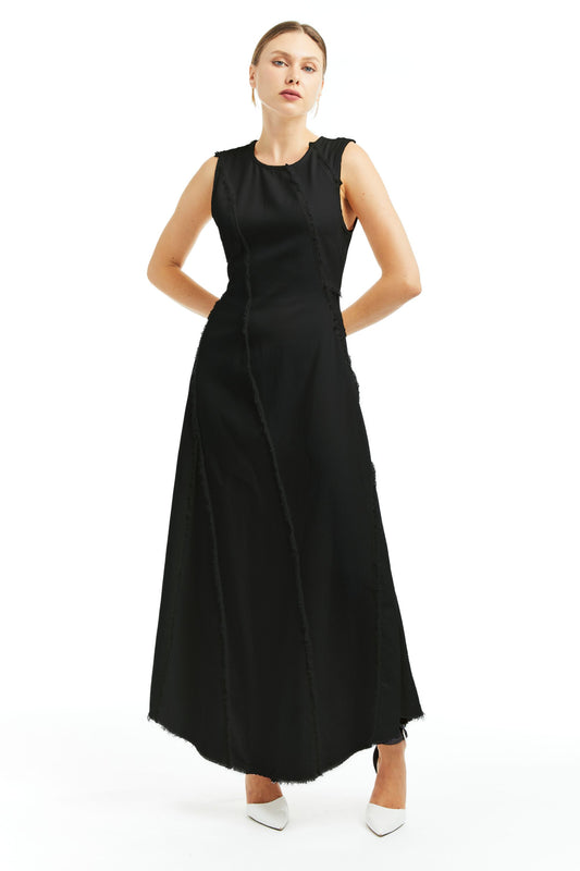 Diagonal Paneled Maxi Dress