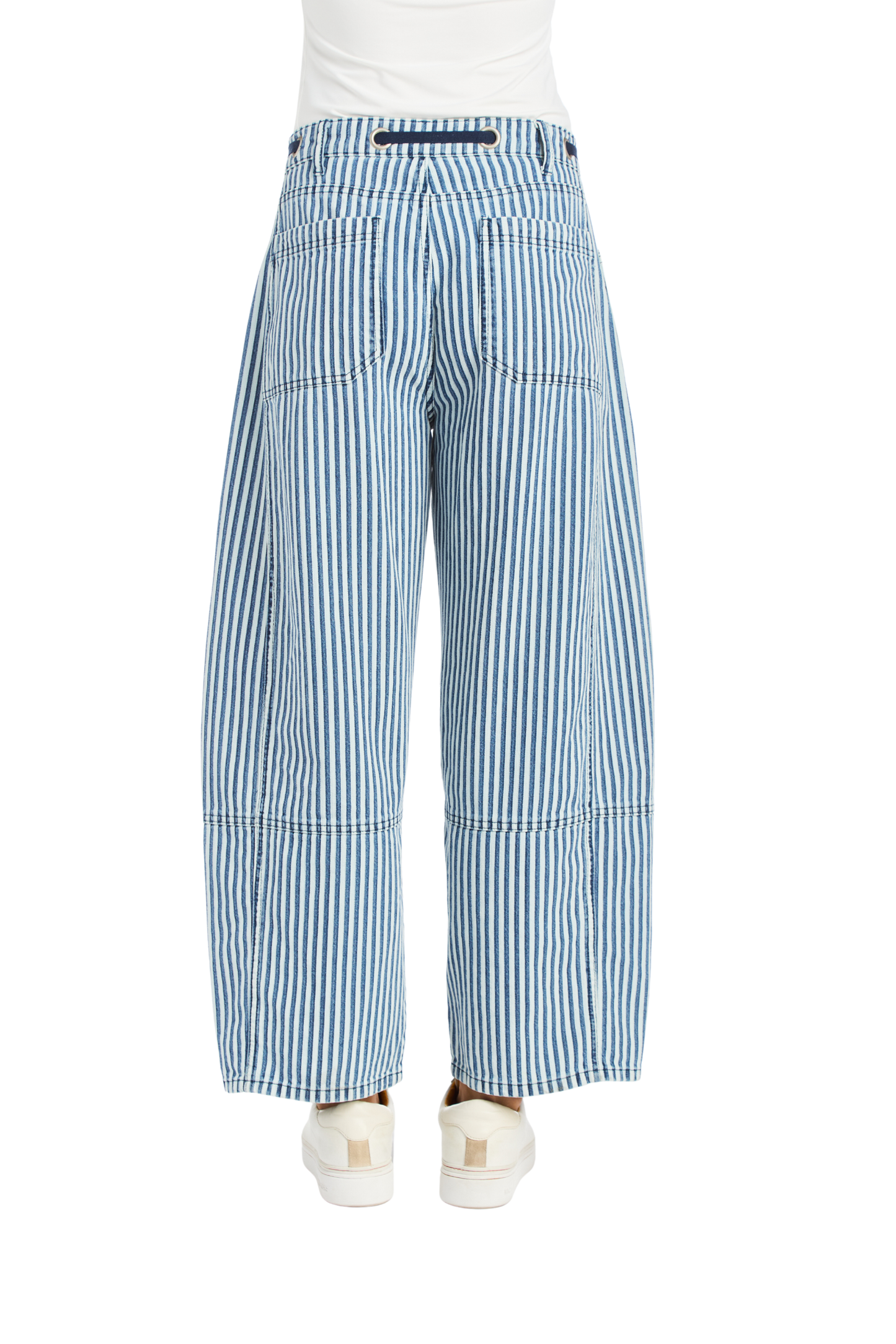 Grommet Waist Patched Wide Leg