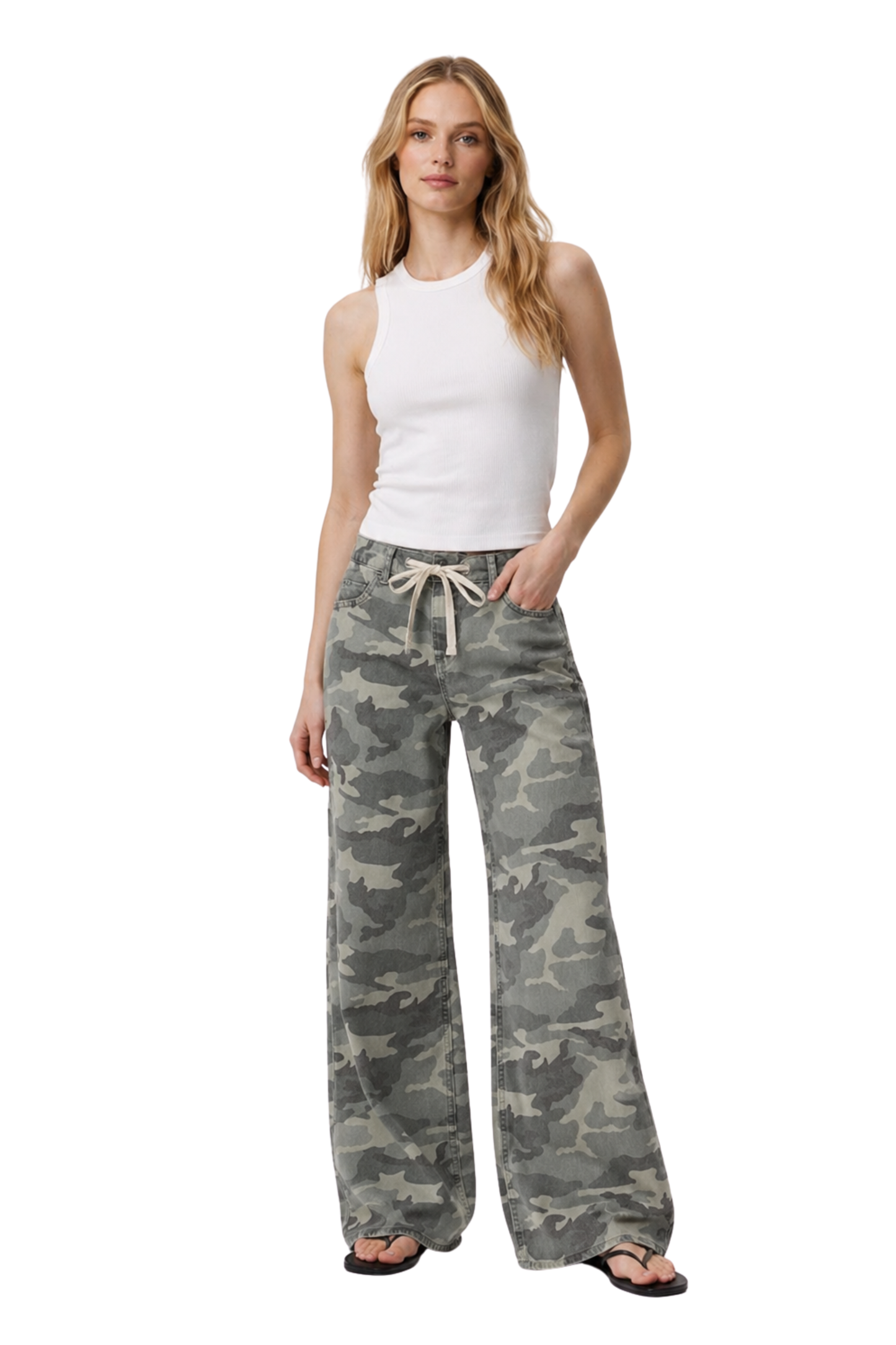 Sage Camo Print Pajama Jean