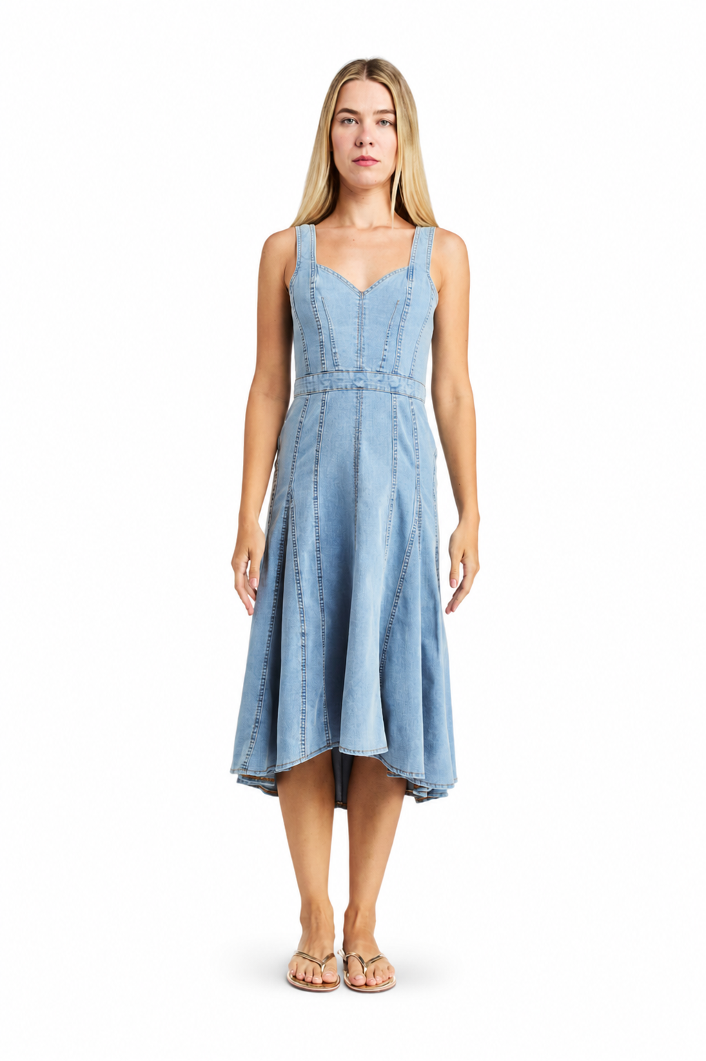Hourglass Paneled High Low Hem Dress