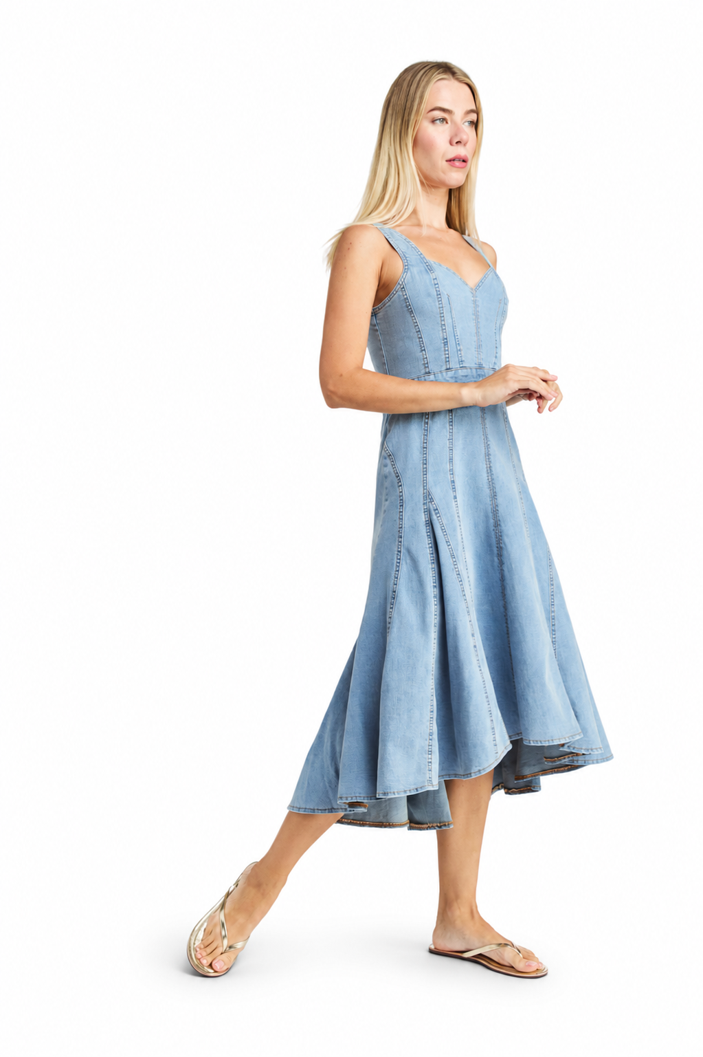 Hourglass Paneled High Low Hem Dress
