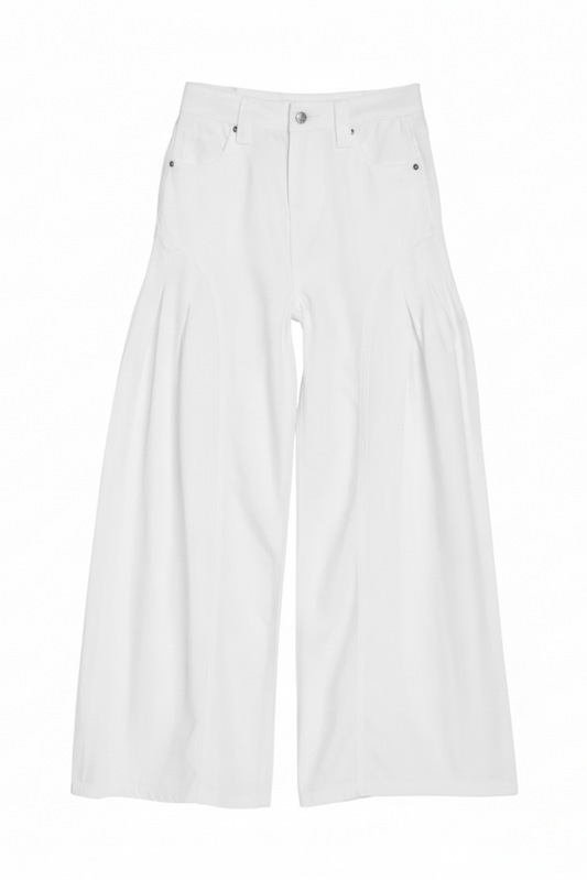Pleated Side Gusset Wide Leg