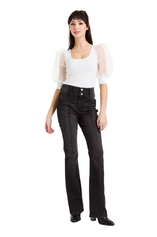 Double Waisted Pintuck Flare