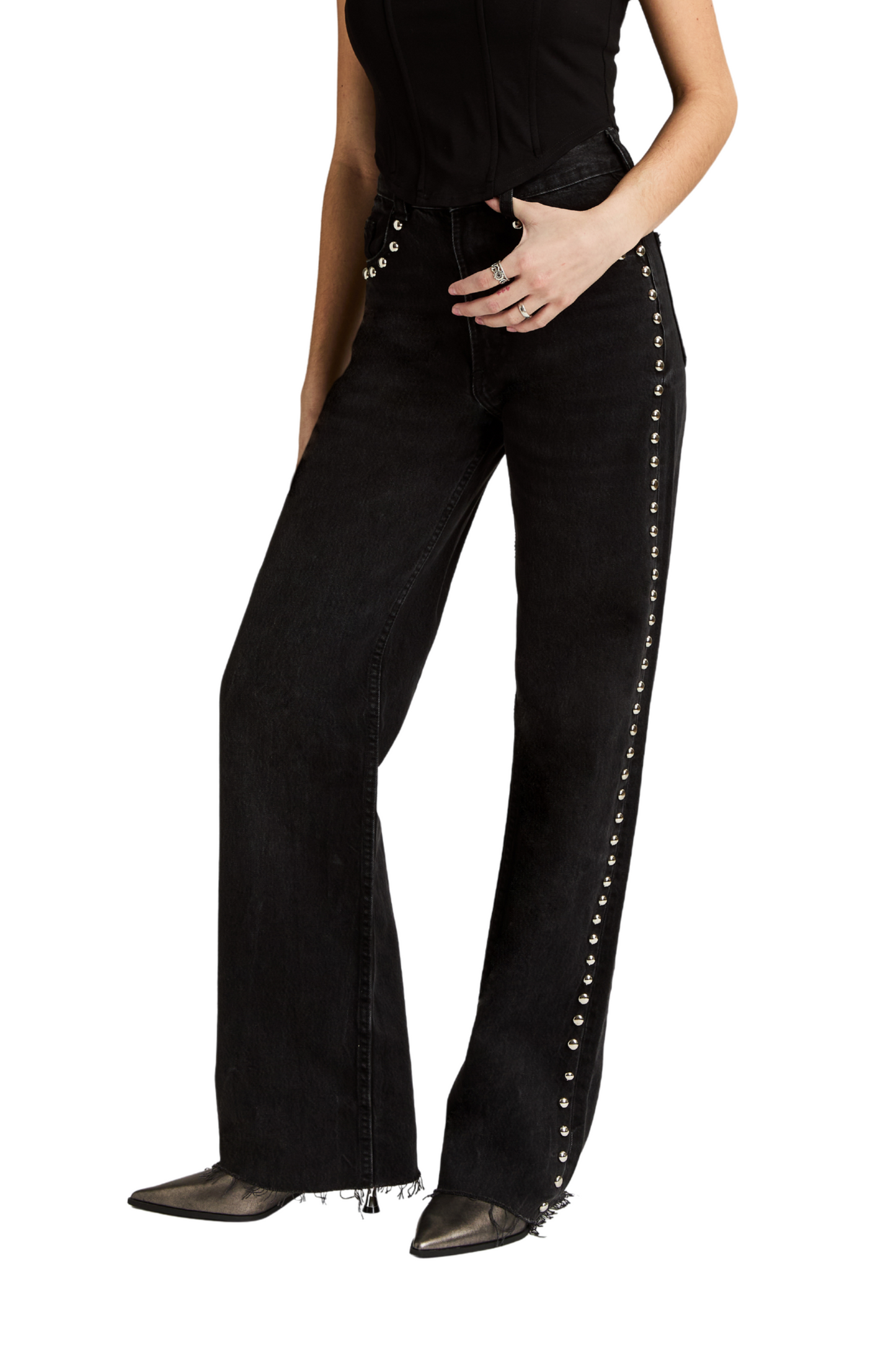 Stud Side Seam Wide Leg