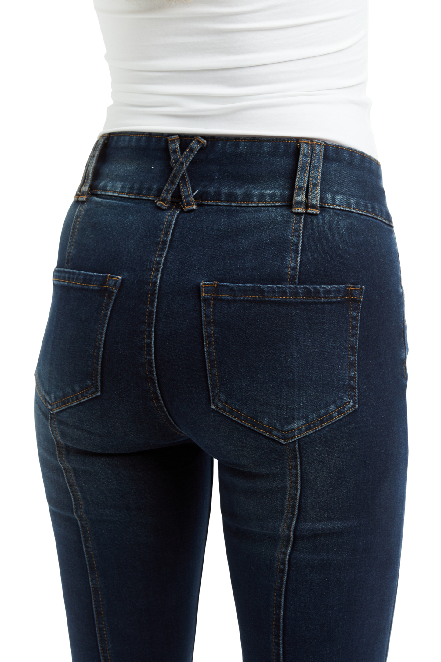 Mid Rise Wide Waistband Front Seam Flare