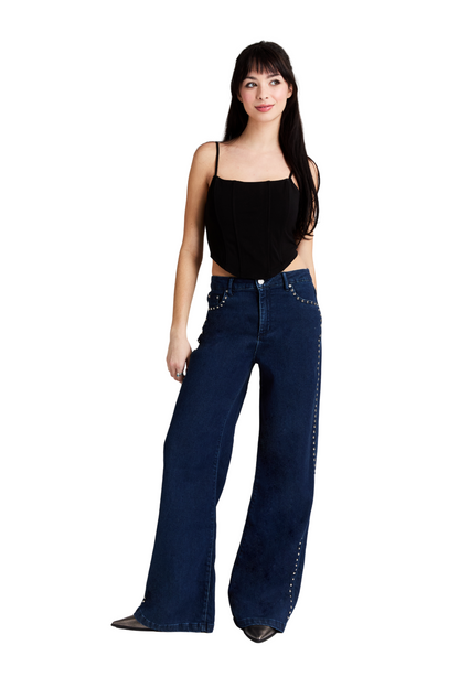Stud Side Seam Wide Leg