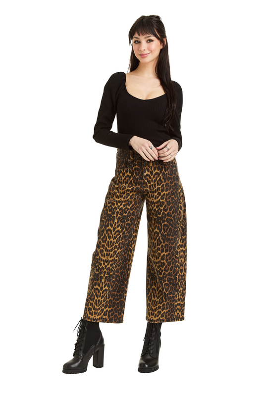 Leopard Print Barrel Crop